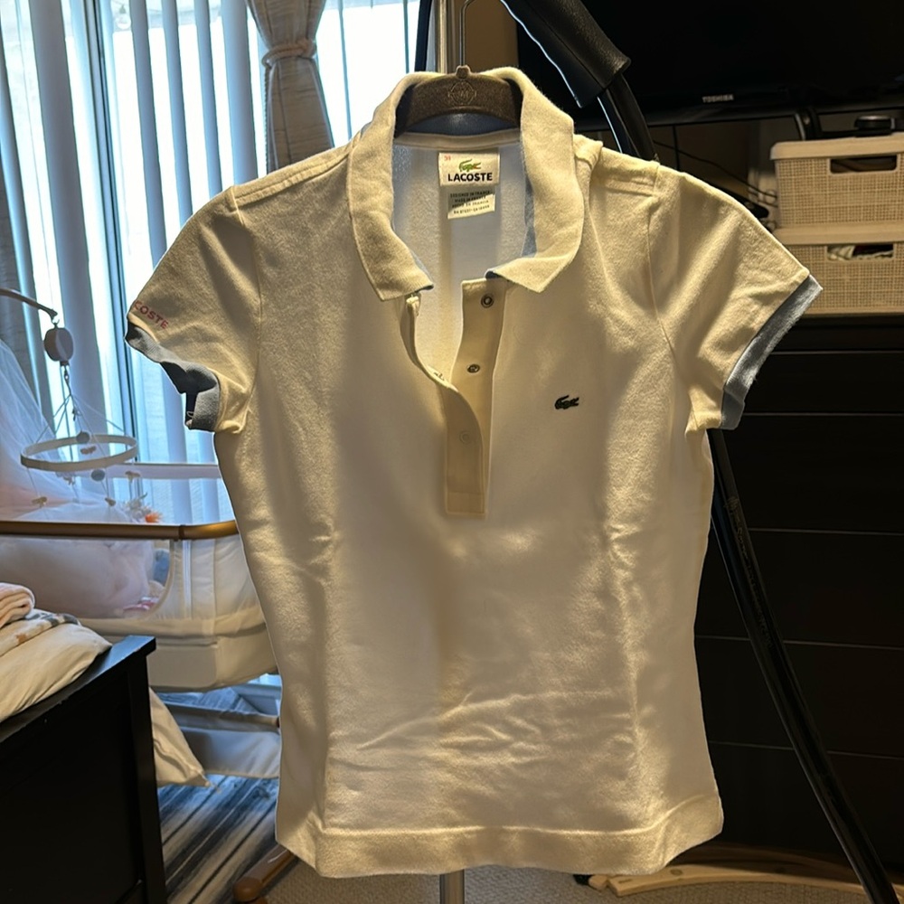 Womens Lacoste Polo blue trim